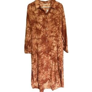 Soft Surroundings Womens PL Large Petite Shirt Dress Duster Orange Tie Dye NEW
